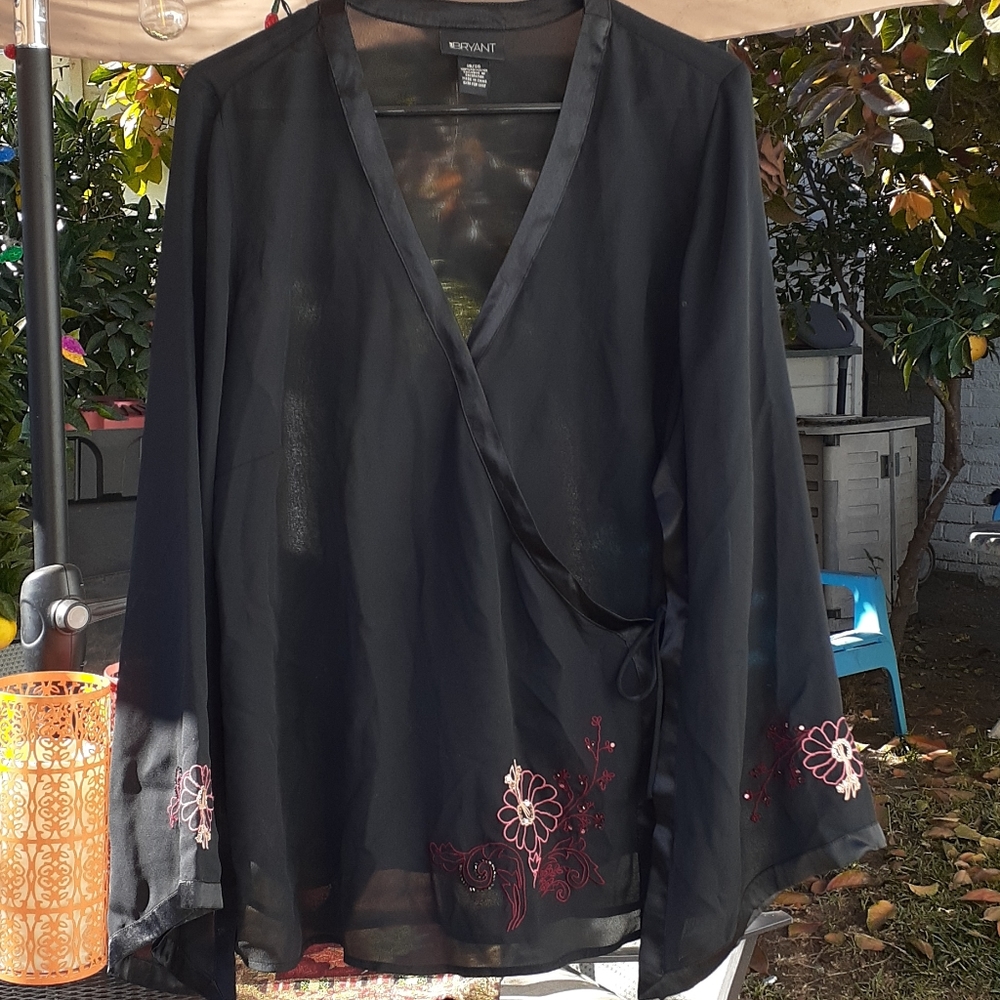 Lane Bryant Sheer Kimono Wrap,Embroidered & Beaded
